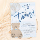 Search for teddy bear twin shower invitations Modern