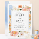 Search for peach and blue wedding invitations Watercolor floral