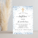 Search for white gold baptism invitations Blue and white