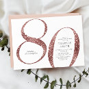Search for rose gold 80th birthday invitations Simple