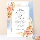 Search for peach and blue wedding invitations Watercolor floral