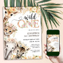 Search for wild one safari birthday invitations Floral