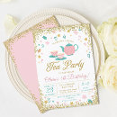 Search for kids tea party invitations Pink gold