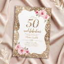 Search for floral 50th birthday invitations Glitter