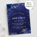 Search for navy blue silver birthday invitations Winter