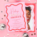 Search for disco bridal shower invitations Pink and red