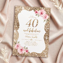 Search for for women 40th birthday invitations Pink and gold