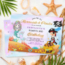Search for mermaid and pirate birthday invitations Boy girl party