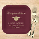 Search for burgundy and gold plates Graduation party