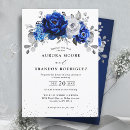Search for royal blue and silver wedding invitations Sophisticated bright chic peony