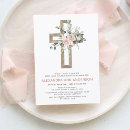 Search for pink first communion invitations Gold cross