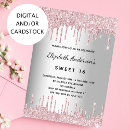 Search for pink and silver sweet 16 invitations Elegant