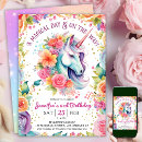Search for unicorn 2nd birthday invitations Pink and gold