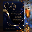 Search for blue and gold 60th birthday invitations Chic