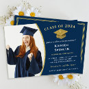 Search for blue and gold graduation invitations Class of 2024