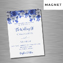 Search for blue flower border wedding invitations Blue and white