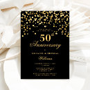 Search for 50th wedding anniversary invitations black and gold