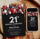 Search for red and black 21st birthday invitations White