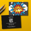Search for pop art business cards superhero