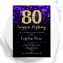 Search for purple 80th birthday invitations Gold