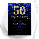 Search for royal blue gold 50th birthday invitations For her