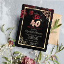 Search for red and black 40th birthday invitations Floral
