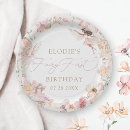 Search for enchanted forest paper plates First birthday party