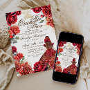 Search for red rose quinceanera invitations Red and gold