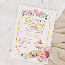 Search for baby is brewing tea invitations Pink flowers