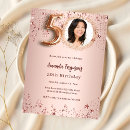 Search for rose gold 50th birthday invitations Modern