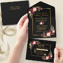 Search for burgundy black wedding invitations Watercolor burgundy floral