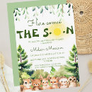 Search for here comes the son baby boy shower invitations Watercolor
