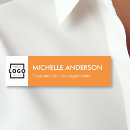 Search for orange name tags With magnetic back