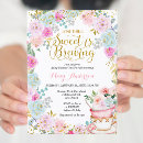 Search for tea party baby girl shower invitations A baby is brewing