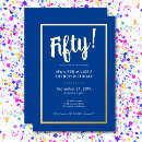 Search for royal blue gold 50th birthday invitations Milestone