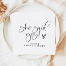 Search for she said yes napkins Black and white