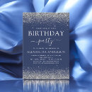 Search for navy blue silver birthday invitations Glitter