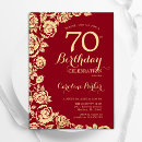 Search for red 70th birthday invitations Roses