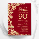 Search for red 90th birthday invitations Elegant