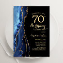 Search for blue and gold 70th birthday invitations Elegant