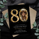 Search for 80th birthday invitations Black and gold