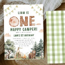 Search for camping 1st birthday invitations Woodland
