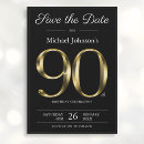 Search for 90th birthday save the date postcards Black and gold
