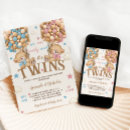Search for twin stars baby shower invitations Pink