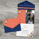 Search for navy blue and coral wedding invitations Elegant