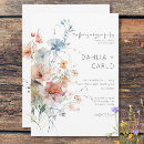 Search for yellow and blue wedding invitations Watercolor floral