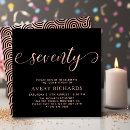 Search for rose gold 70th birthday invitations Black