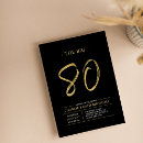 Search for black and gold 80th birthday invitations Modern