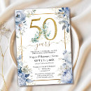 Search for blue gold 50th wedding anniversary invitations Elegant