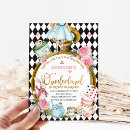 Search for black and white alice in wonderland invitations Tea party